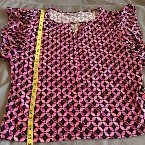 NWT Sonoma Goods for Life Cutout Flutter Sleeve Top Women’s XL Pink with blue - Picture 11 of 11
